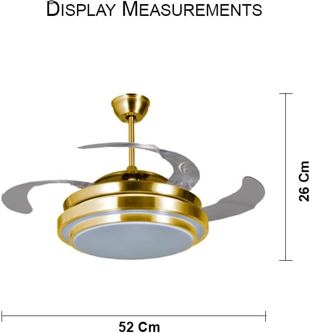 42” Modern Golden Ceiling Fan with LED Light & Remote Control | 65W Copper Motor | 3-Color Light | 3-Speed Noiseless Fan - Image 2