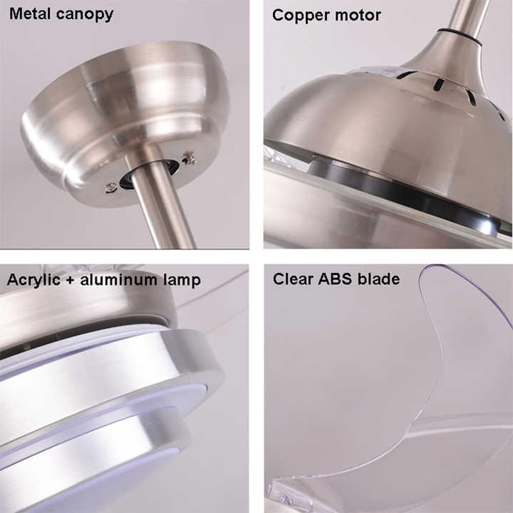 42” Modern Golden Ceiling Fan with LED Light & Remote Control | 65W Copper Motor | 3-Color Light | 3-Speed Noiseless Fan - Image 8