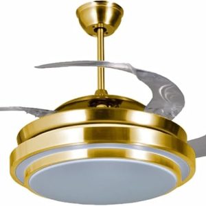 42” Modern Golden Ceiling Fan with LED Light & Remote Control | 65W Copper Motor | 3-Color Light | 3-Speed Noiseless Fan