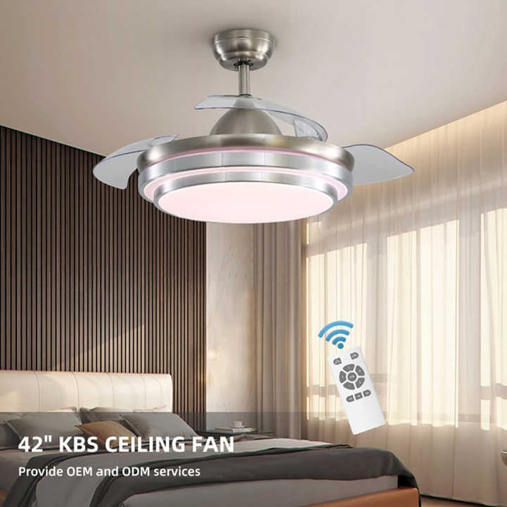 42” Modern Golden Ceiling Fan with LED Light & Remote Control | 65W Copper Motor | 3-Color Light | 3-Speed Noiseless Fan - Image 3