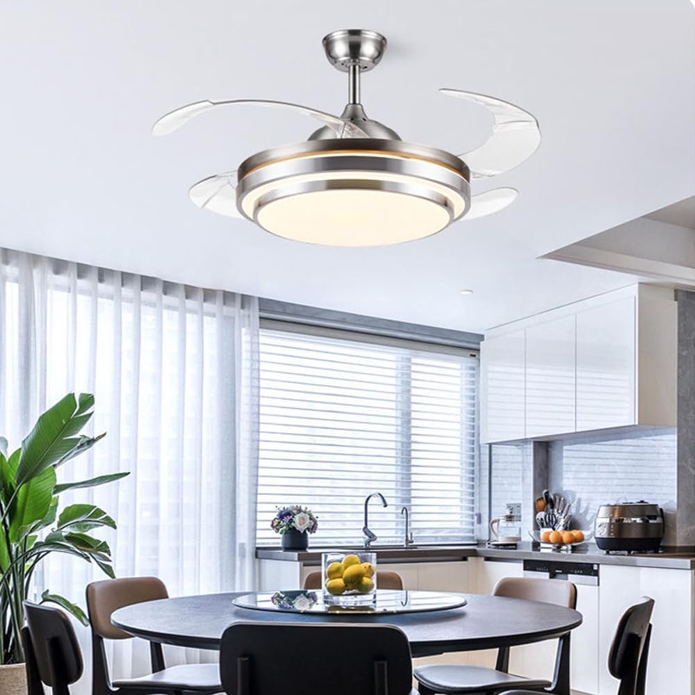 42” Modern Golden Ceiling Fan with LED Light & Remote Control | 65W Copper Motor | 3-Color Light | 3-Speed Noiseless Fan - Image 2