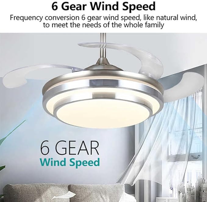 42” Modern Golden Ceiling Fan with LED Light & Remote Control | 65W Copper Motor | 3-Color Light | 3-Speed Noiseless Fan - Image 4