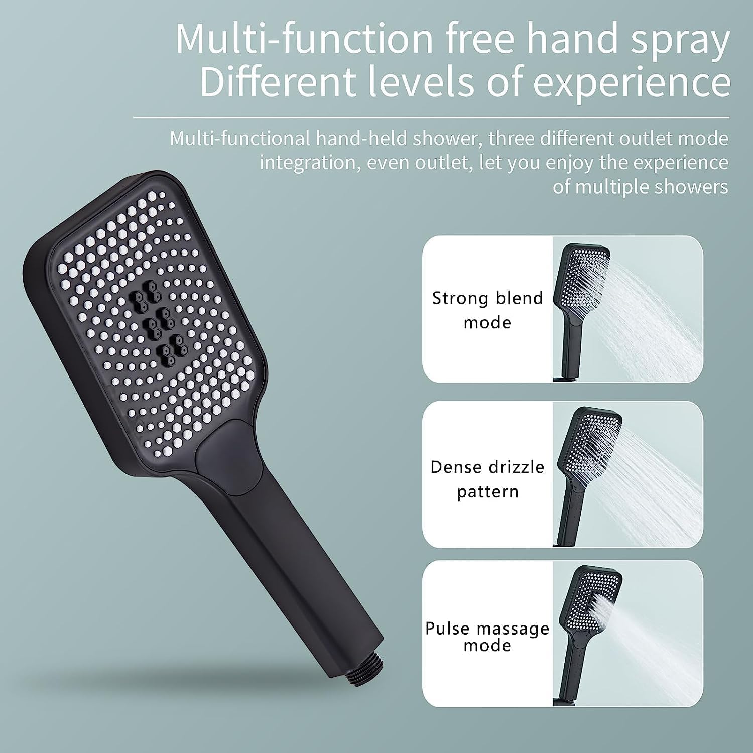 Black Shower System with LED Digital Display | Wall Mount Rain Mixer Combo Set | 4-Way Fixture with 12" Rain Head | 3-Mode Handheld | and Bidet - Image 6