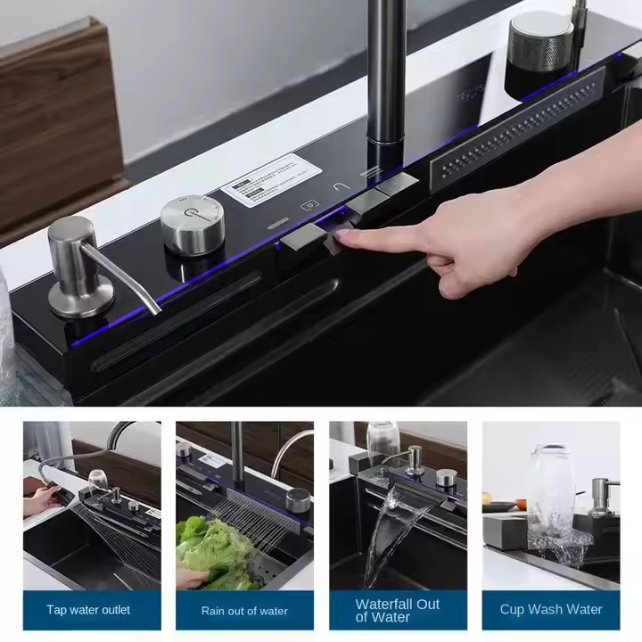 FUTURE | 2026 Edition | Smart LED Digital Display | Kitchen Sink | Multifunction Modern | Waterfall Stainless Steel | SS304 | Smart Kitchen Sink | 75 * 45C.M - Image 2