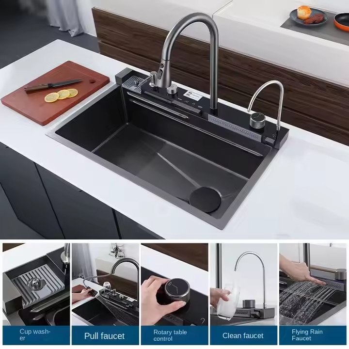 FUTURE | 2026 Edition | Smart LED Digital Display | Kitchen Sink | Multifunction Modern | Waterfall Stainless Steel | SS304 | Smart Kitchen Sink | 75 * 45C.M - Image 3