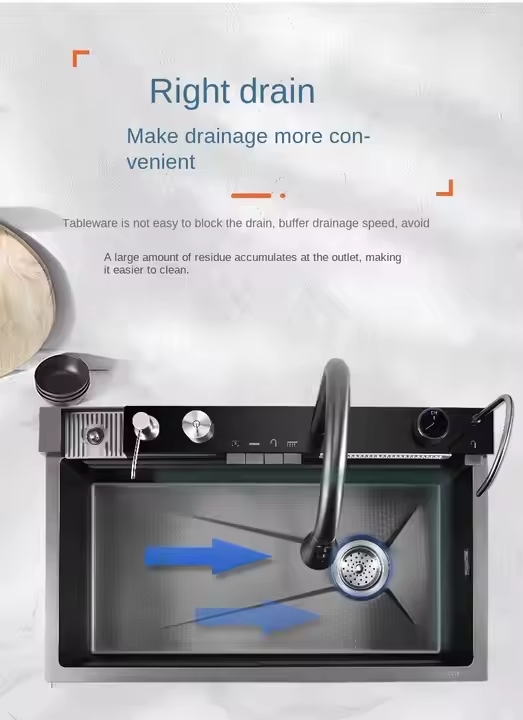 FUTURE | 2026 Edition | Smart LED Digital Display | Kitchen Sink | Multifunction Modern | Waterfall Stainless Steel | SS304 | Smart Kitchen Sink | 75 * 45C.M - Image 6